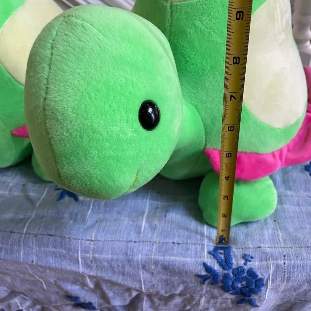 2 Adorable Plush Turtles Pink and Green